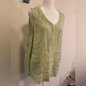 J Jill Sleeveless Light Green Women's Linen Top size Large